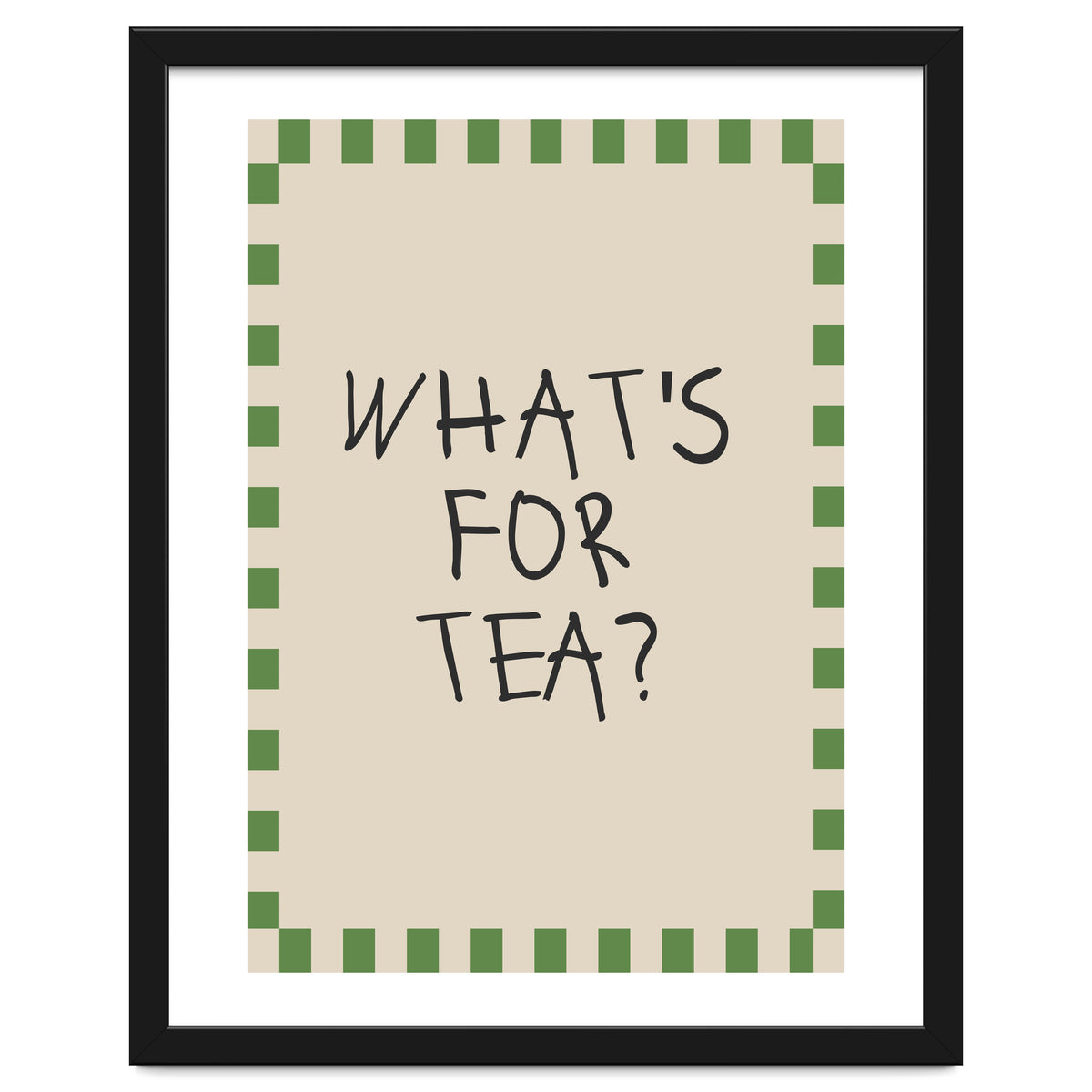 What’s For Tea, Cute Kitchen Quote Print, Playful Wall Art for Dining Spaces