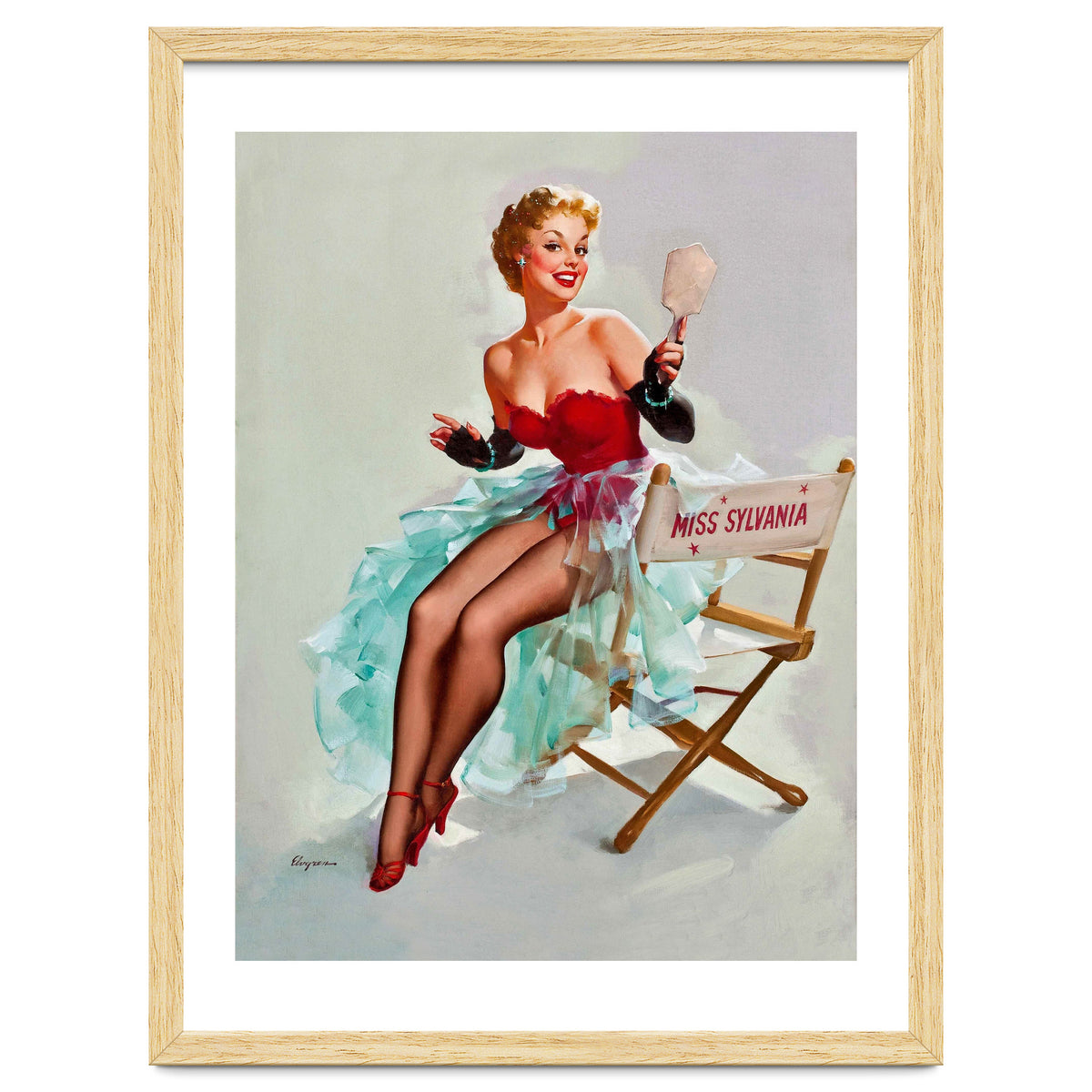 Sexy Pinup Actress Posing With a Mirror