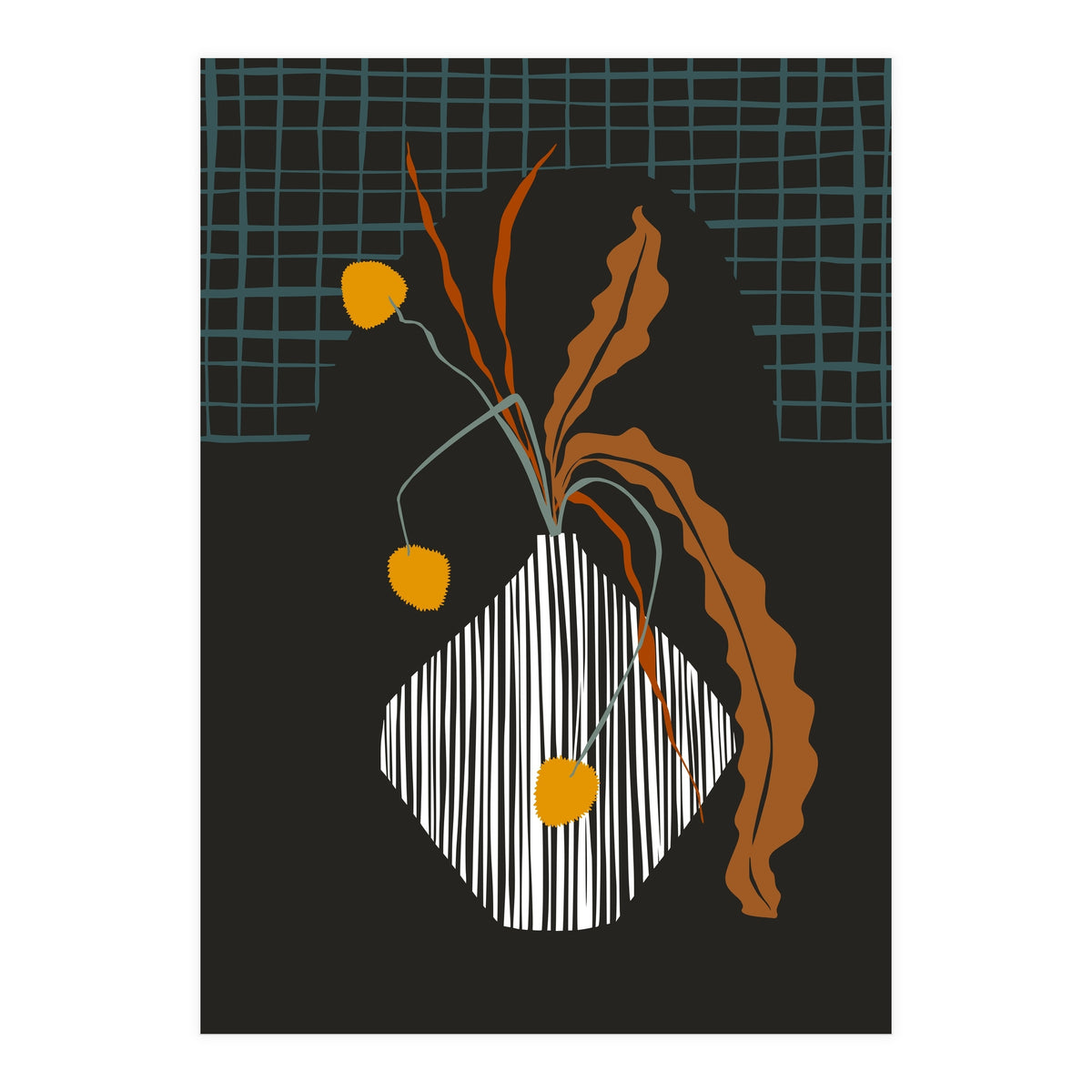 Midcentury ikebana dark (Print Only)
