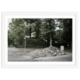 Piled-up rocks under construction on the street thumbnail