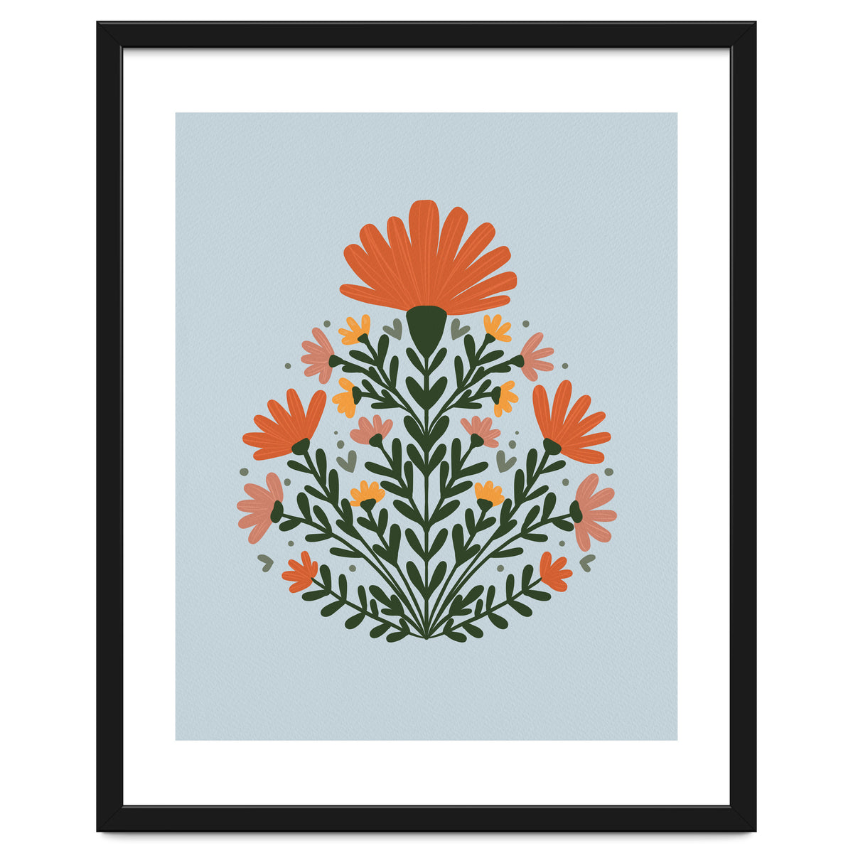 Symmetrical floral bouquet - orange and green