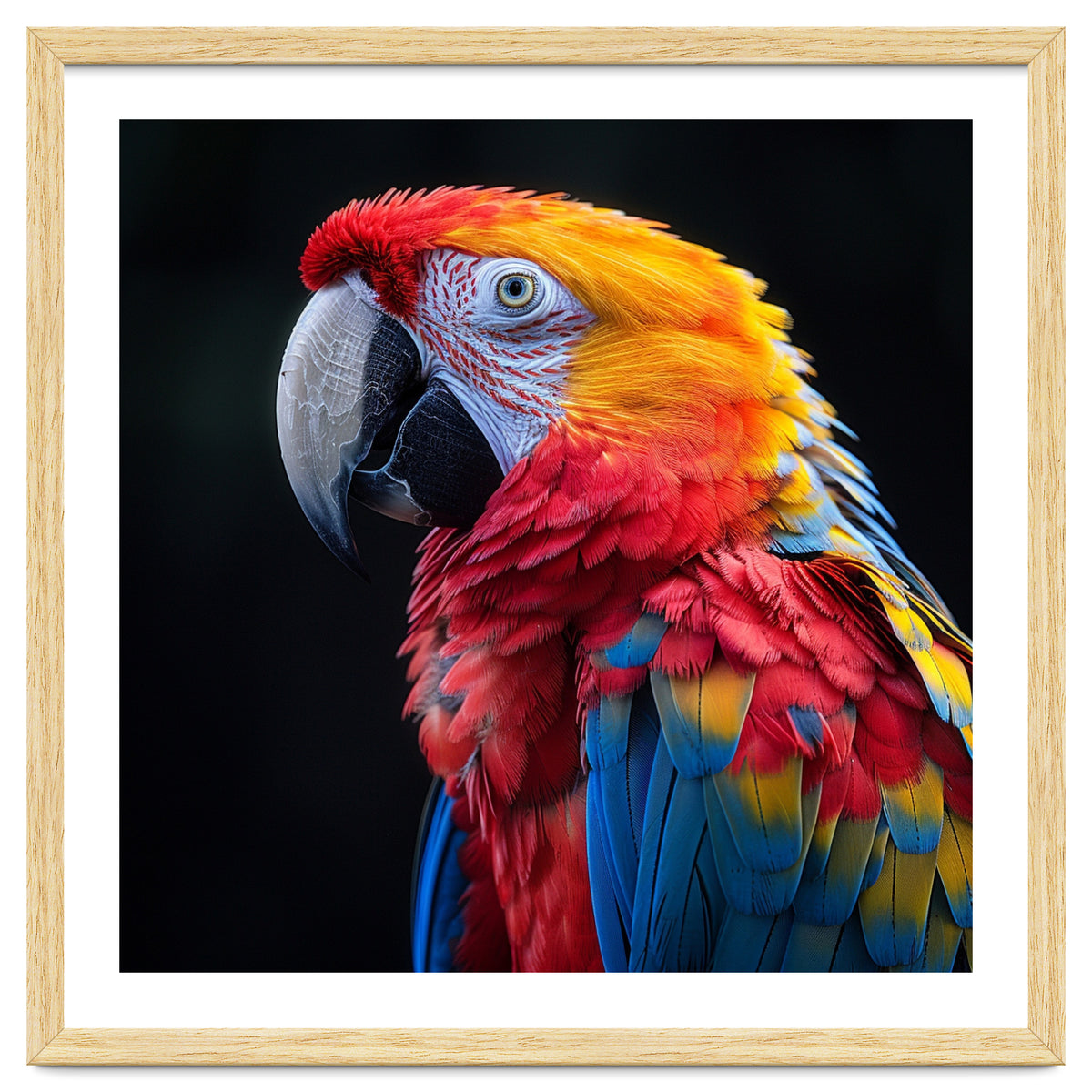 Scarlet Macaw Parrot Vibrant Plumage Close Up