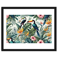 Tropical Toucans in Lush Jungle Foliage