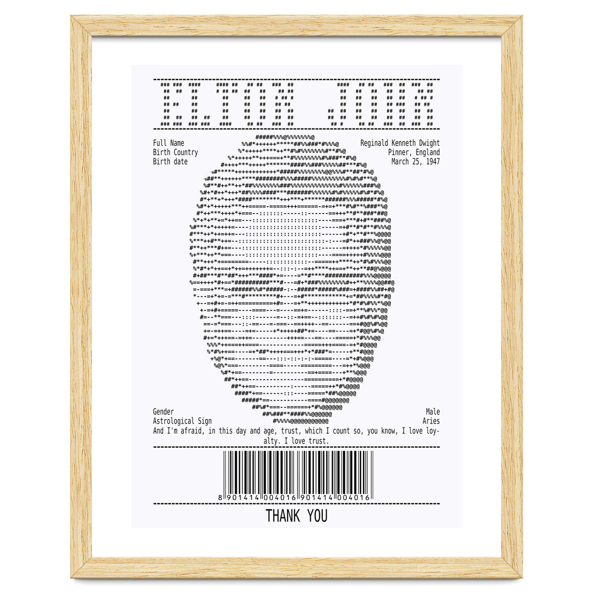 Receipt Art Elton John
