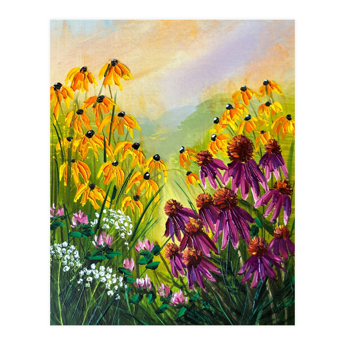 Impasto Wildflower Meadow Painting  (Print Only)