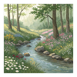 Vibrant Forest Stream Watercolor Painting (Print Only) thumbnail