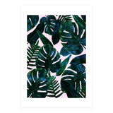 Tropical Nature Monstera Watercolor Painting, Botanical Jungle Dark Palm Illustration (Print Only) thumbnail