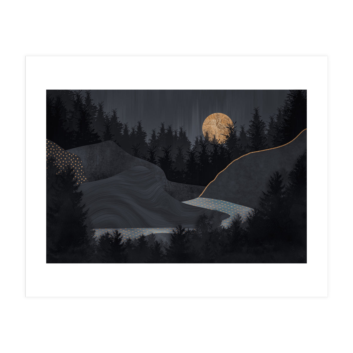 Abstract Landscape Midnight Moon (Print Only)