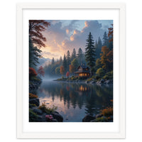Serene Lakeside Retreat in Autumn Forest