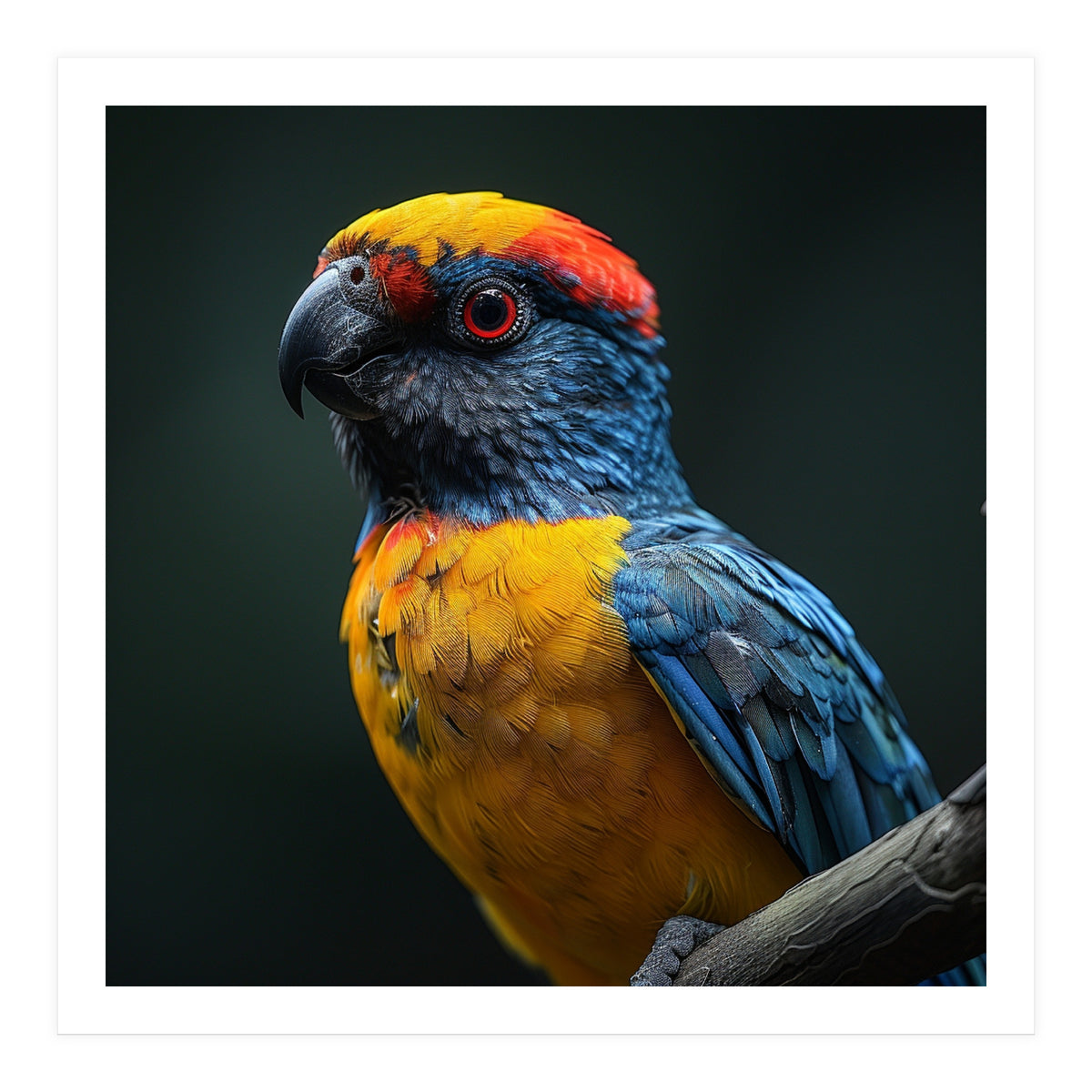 Close Up Colorful Parrot Perched On A Branch (Print Only)