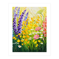 Sun-Drenched Wildflower Meadow Oil Painting (Print Only)