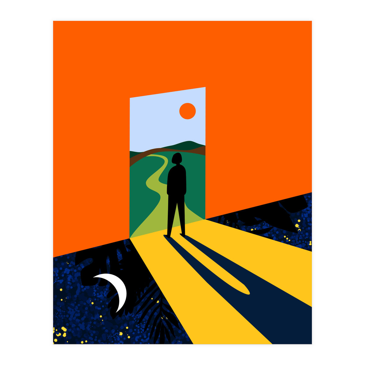 The Path Ahead, Abstract Concept Positivity Growth Mindset People, Eclectic Inspire Bohemian Contemporary Modern Pop Art (Print Only)