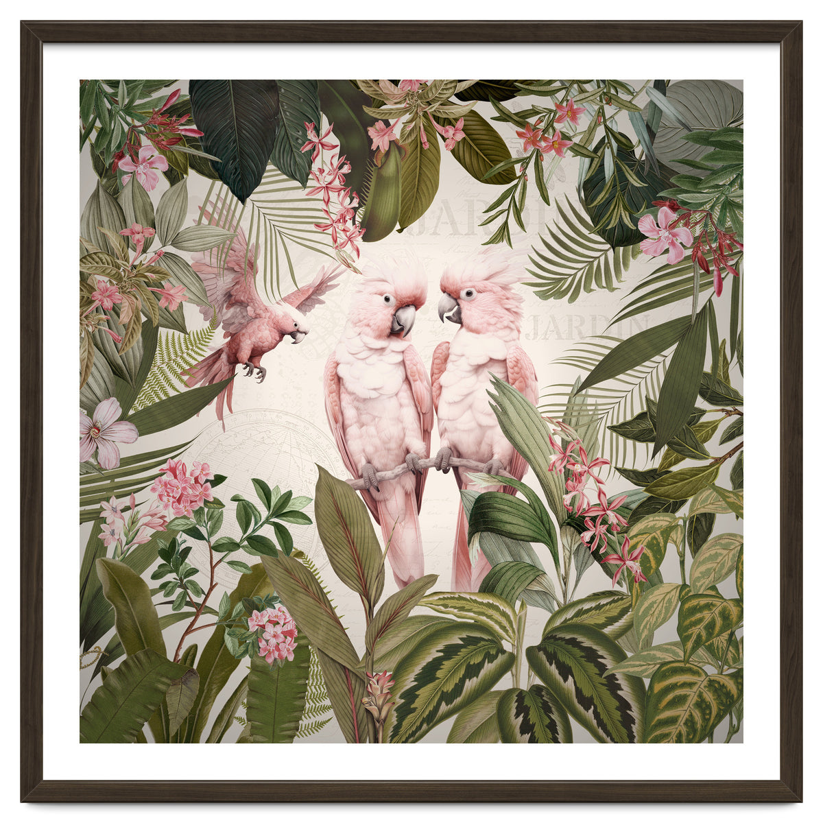 Pink Parrots Exotic Rainforest