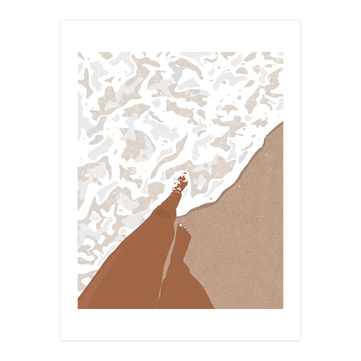 Shorelines, Girl On Ocean Beach, Sea Nature Landscape Travel Summer, Bohemian Black Woman Sand Waves Self Care (Print Only)