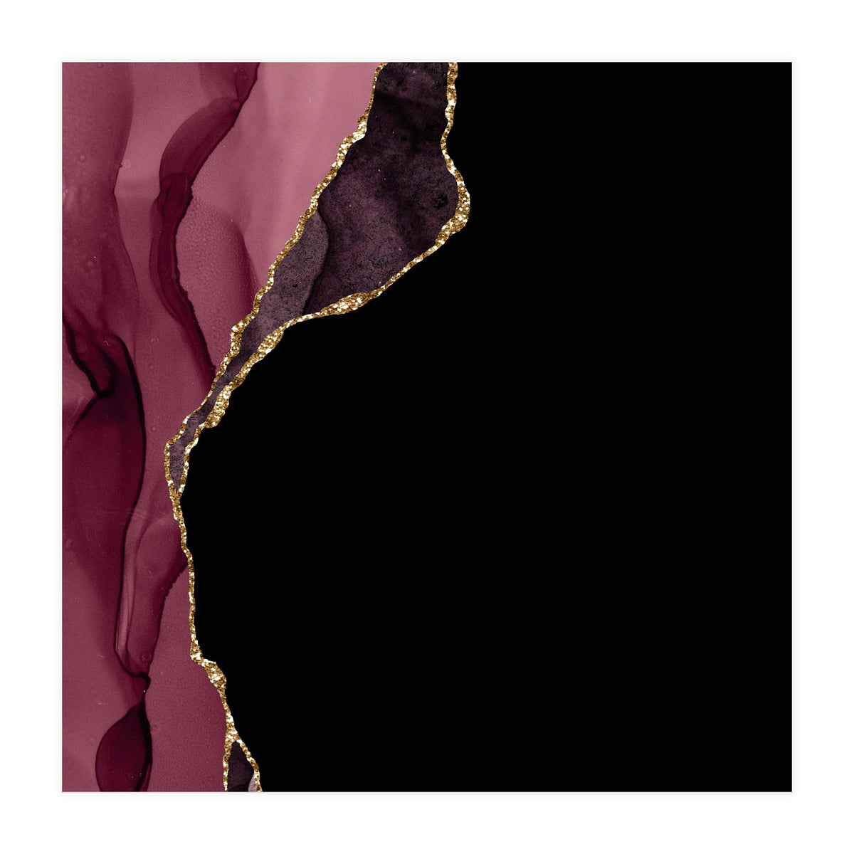 Burgundy & Gold Agate Texture 09 (Print Only)