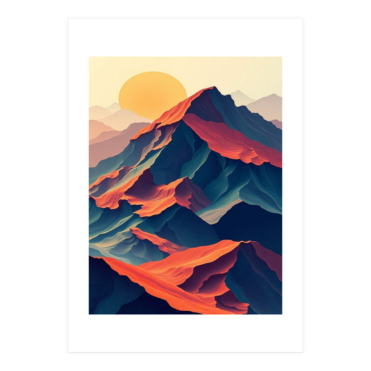 Dramatic Abstract Mountain Sunset Art (Print Only)