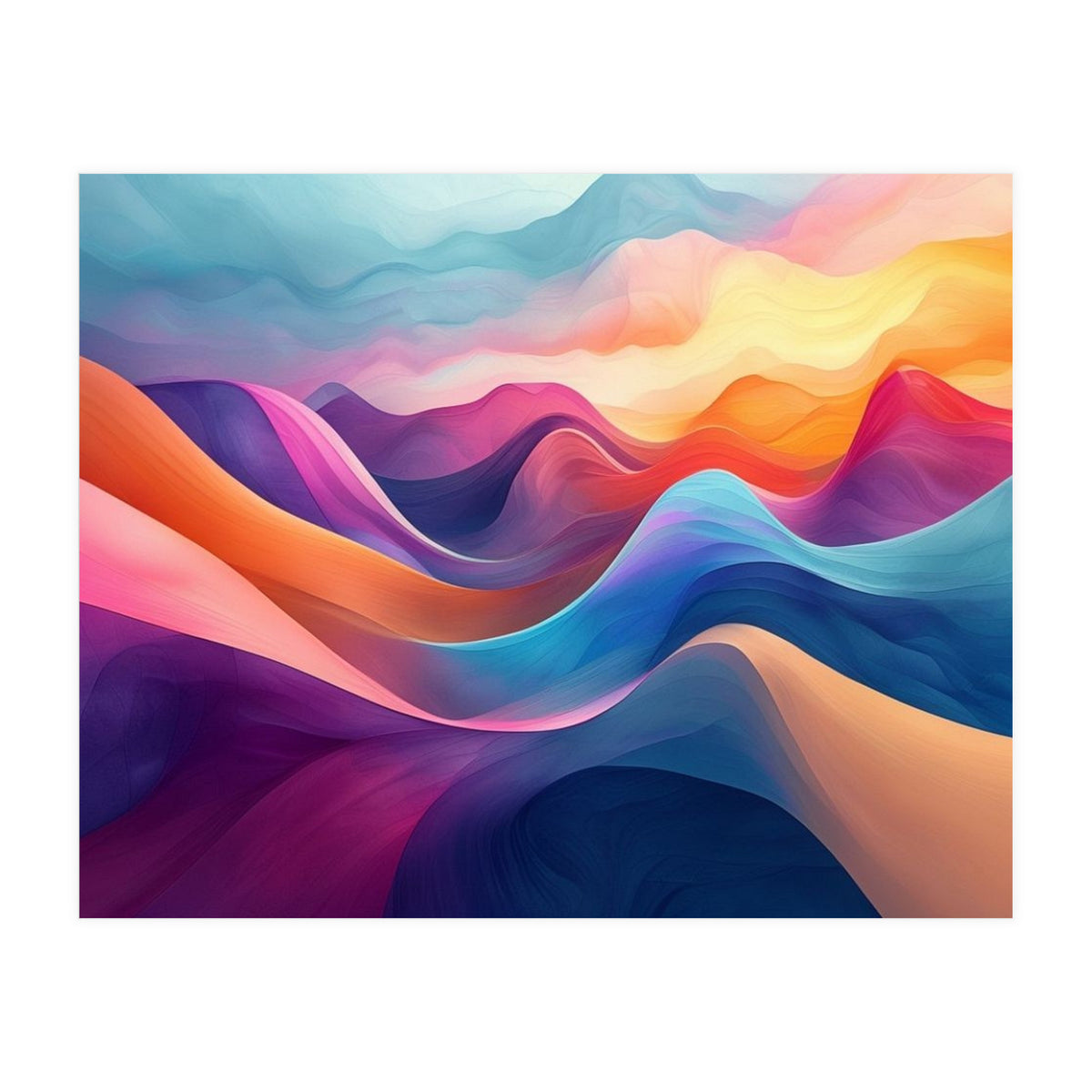 Vibrant Abstract Flowing Peaks Art (Print Only)