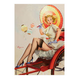 Pinup Girl In Rickshaw Experiencing Sudden Wind (Print Only) thumbnail
