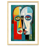 INSEPERABLE #02, Abstract robotic looking heads merged in bright vivid hues with emphasis on the eyes. thumbnail