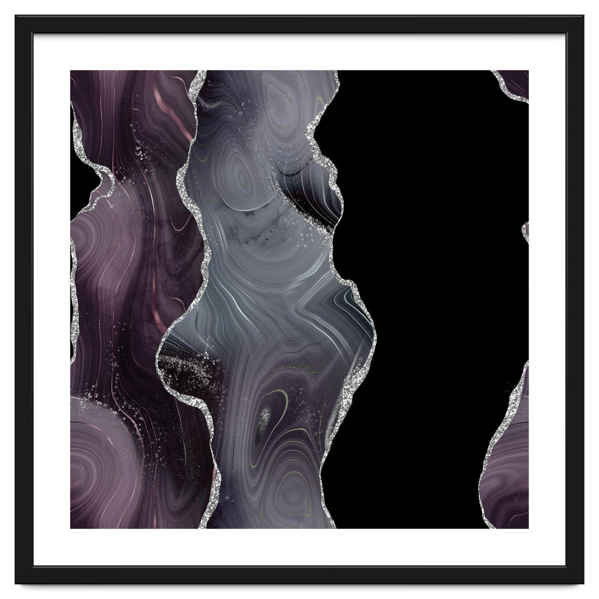 Black & Silver Glitter Agate Texture 02