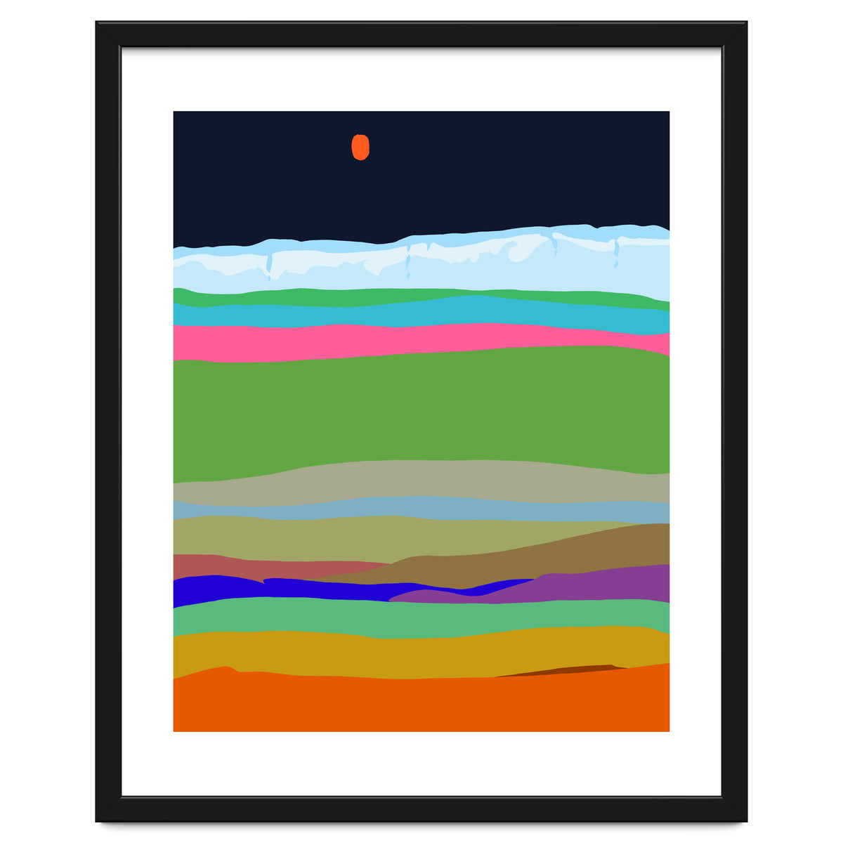 Iceland, Abstract Nature Travel Landscape, Eclectic Rainbow Retro Concept, Colorful Boho Modern Contemporary