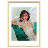 Girl Is Resting On A Green Bench, Watercolor Painting thumbnail