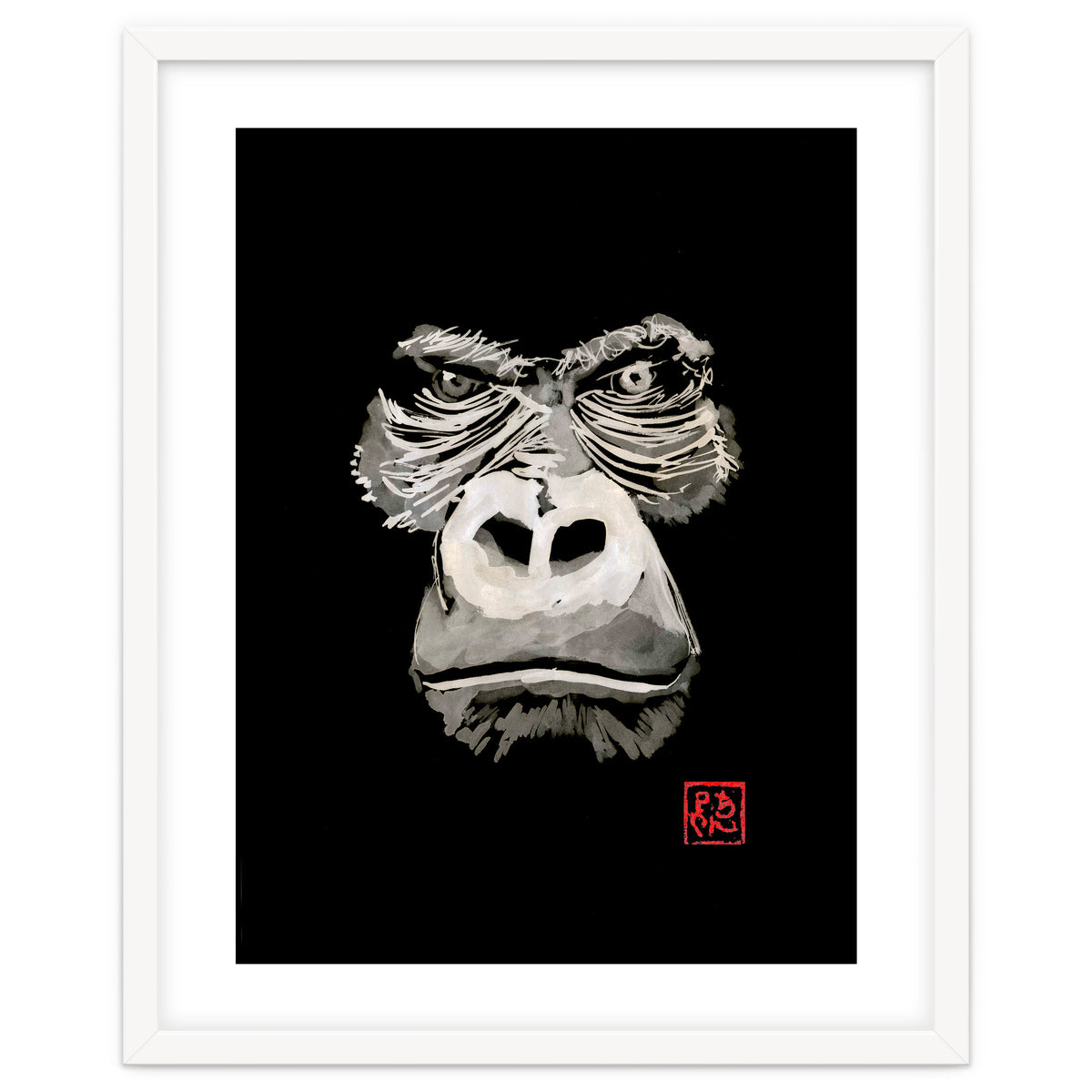 Angry Gorilla White In Black