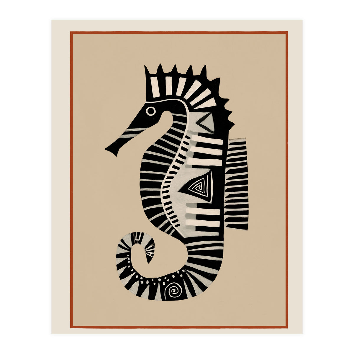 Striped Seahorse II (Print Only)