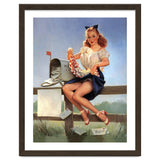 Countryside Pinup Girl Posing On A Fence With Love Letters And A Full Mailbox thumbnail