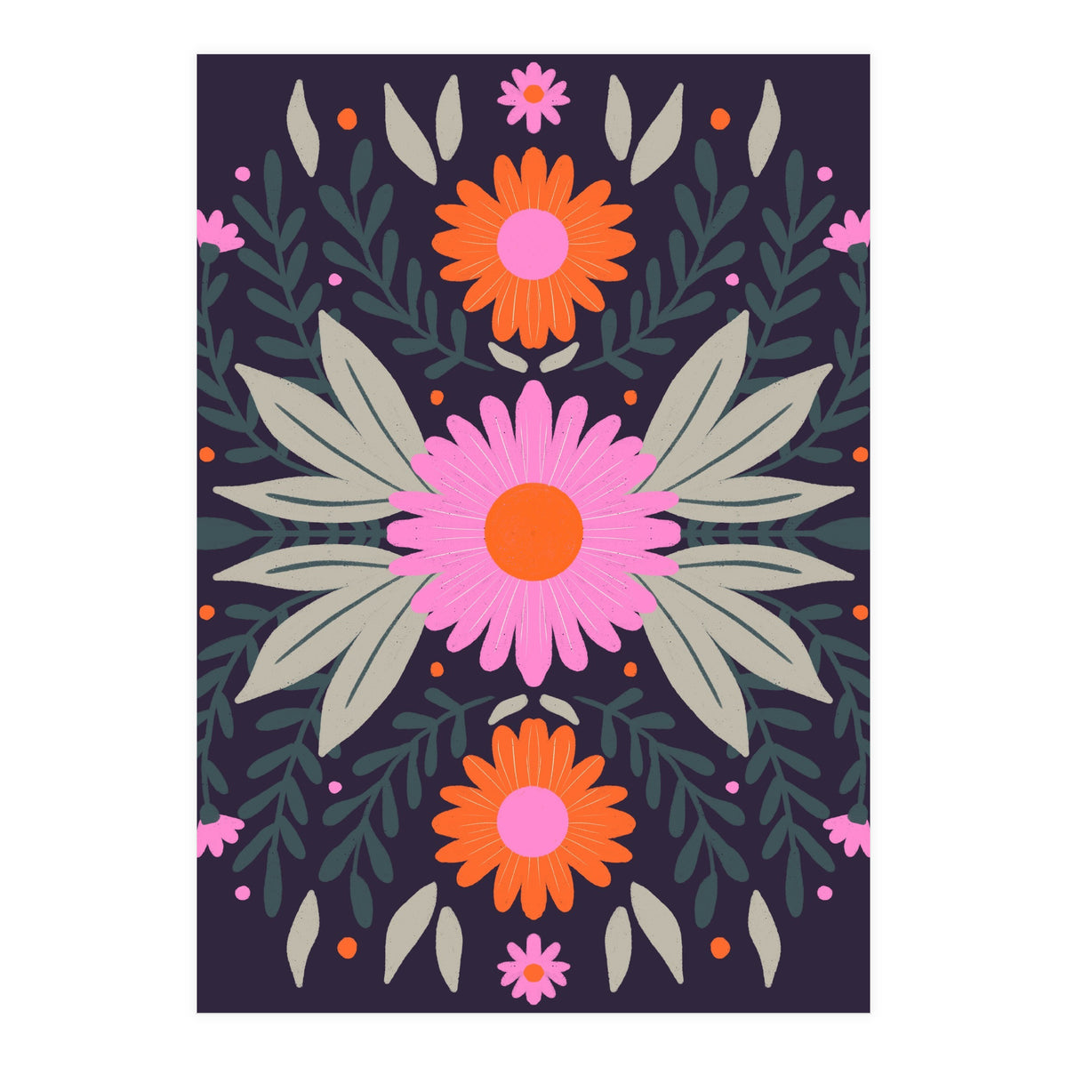 Pink And Orange Flowers (Print Only)