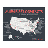 USA Map of Alien First Contacts in Movies (Print Only) thumbnail