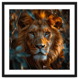 Close Up Majestic Lion Face Amidst Foliage thumbnail