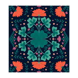 Clovers And Flowers Teal and Orange (Print Only) thumbnail
