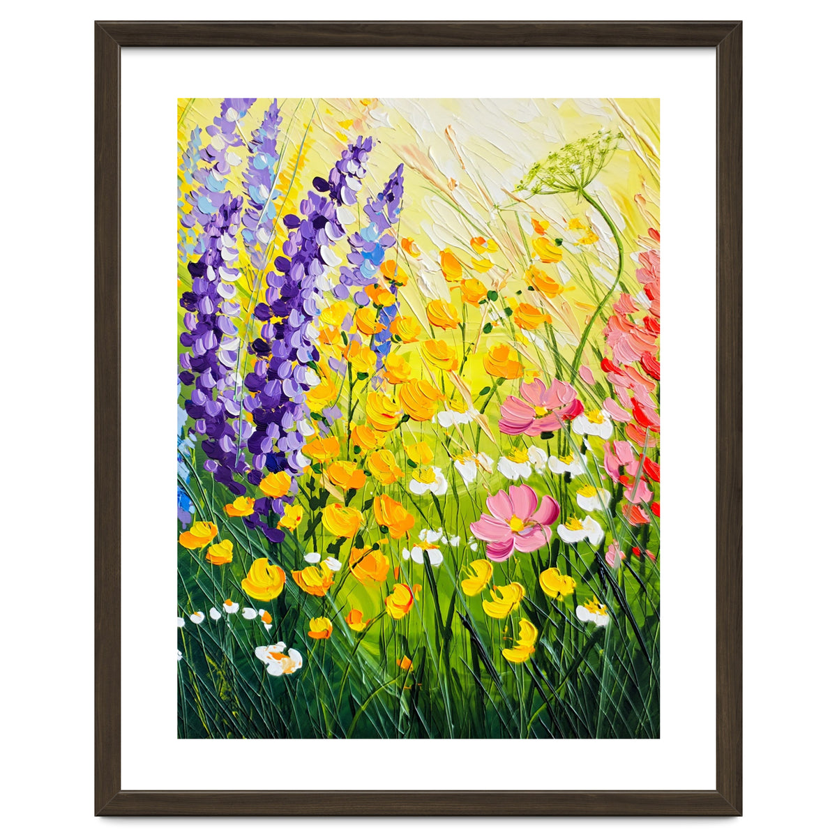 Sun-Drenched Wildflower Meadow Oil Painting
