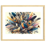 Kingfisher And Songbirds In Peacock Feathers thumbnail