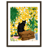 Urban Jungle Cat, Black Cats Pets Terrazzo Decor, Whimsical Bohemian Animals Illustration, Eclectic Quirky Travel thumbnail