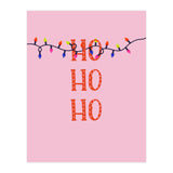 HO HO HO Christmas Lights Art, Pink Holiday Illustration, Modern Festive Quote (Print Only) thumbnail