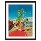 Sexy Pinup Brunette Experiencing Sudden Wind At The Airport thumbnail