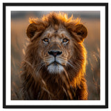 Majestic Lion Face In Golden Hour Sunlight thumbnail