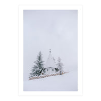 The white church on the snowy mountain (Print Only)