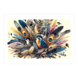 Kingfisher And Songbirds In Peacock Feathers (Print Only) thumbnail