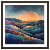 Abstract Ethereal Rolling Hills at Sunset