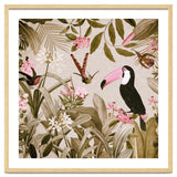 Vintage Exotic Birds Sepia Rainforest Flower Jungle thumbnail