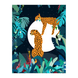 Over The Moon, Leopard In Love, Jungle Wildlife Tropical Tiger Botanical, Nature Cat Dark Animals (Print Only) thumbnail