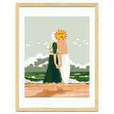 Celestial Union, Sun & Moon Love Couple, Ocean Sea Beach Landscape Nature, Summer Bohemian People thumbnail