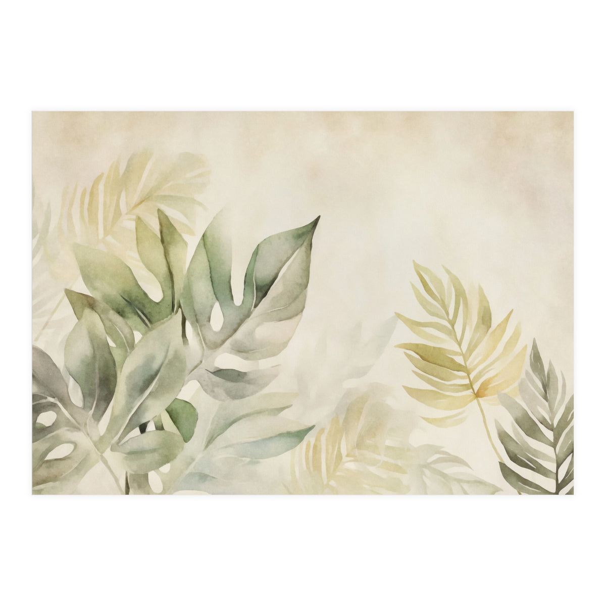 Gentle Leaf Tropical Whispers Watercolor Green (Print Only)