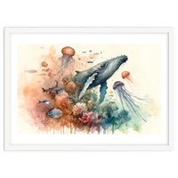 Whale And Jellyfish Watercolor