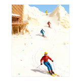 Skiing on Ice Cream Mountains, Miniature Skiers Winter Art Print for Kitchen Decor (Print Only) thumbnail