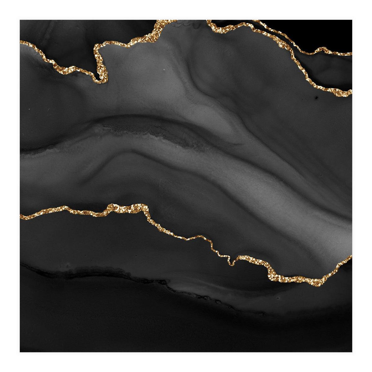 Black & Gold Agate Texture 01  (Print Only)