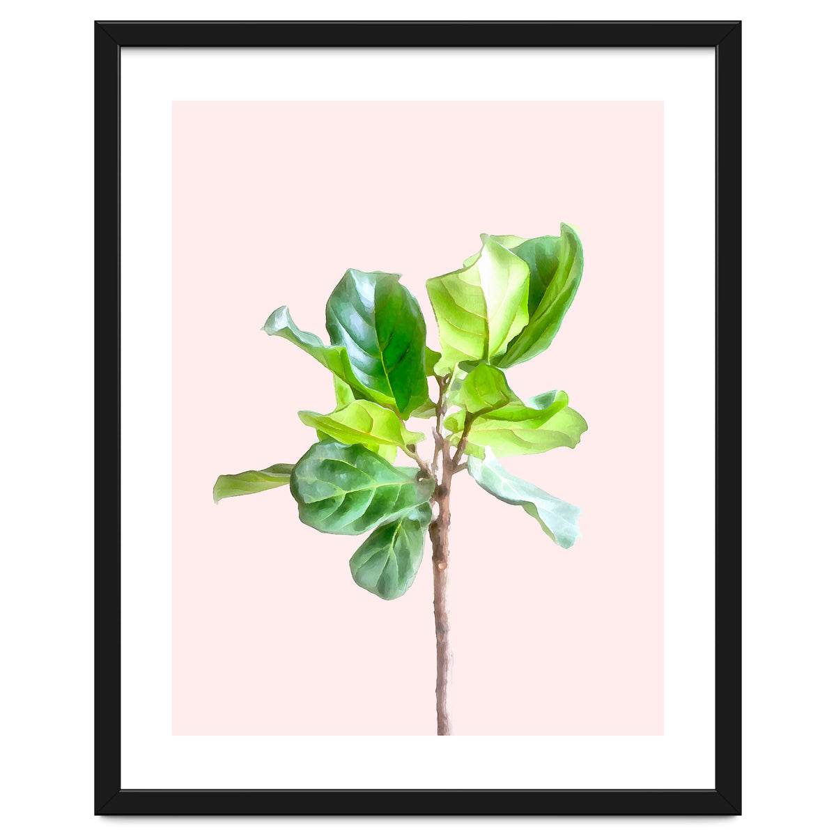 Intimate Energy, Blush Pastel Botanical Plant Minimal Painting, Pink Green Nature